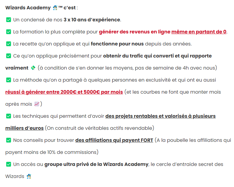 Les avantages à rejoindre la formation Wizards Academy