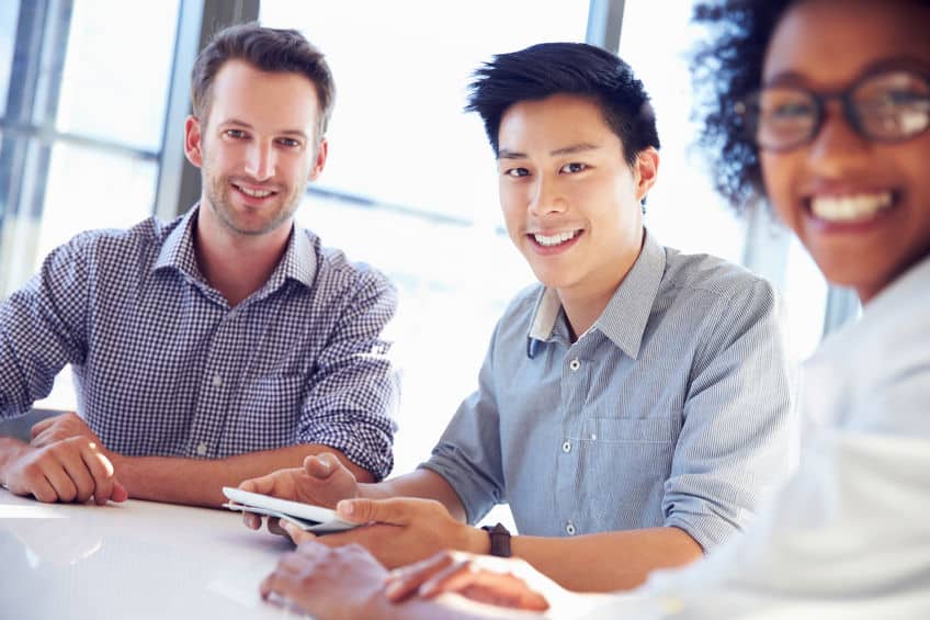 41393221 three business professionals working together